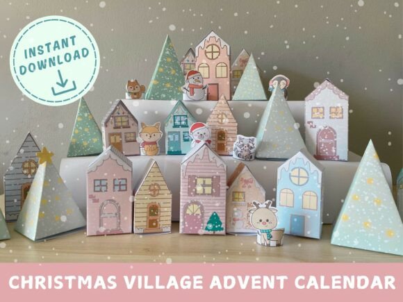 Download Christmas Village Advent Calendar Houses - Calendar Collection