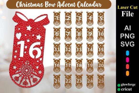 Download Christmas Bow Advent Calendar Count Down - Calendar Collection