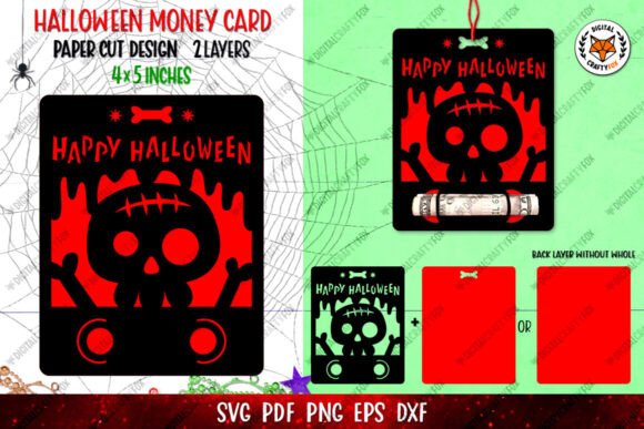Download Halloween Skull Money Card SVG - Halloween Collection