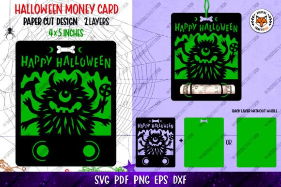 Download Halloween Monster Money Card SVG - Halloween Collection