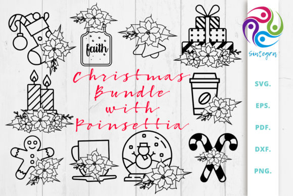 Download Christmas Bundle with Poinsettia Svg - Poinsettia svg Collection