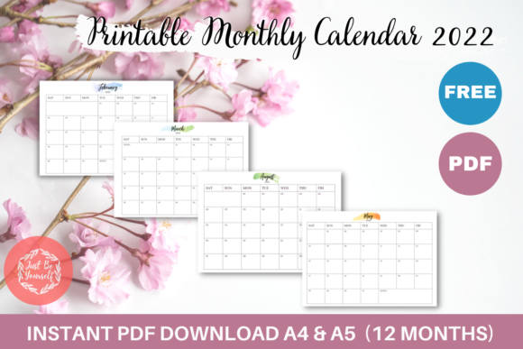 Download FREE Printable Monthly Calendar 2022 - Calendar Collection