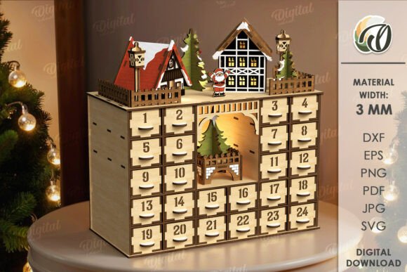 Download 3D Christmas Advent Calendar Laser Cut - Calendar Collection