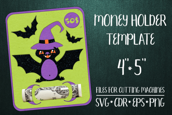 Download Bat Halloween Card Money Holder Template - Halloween Collection
