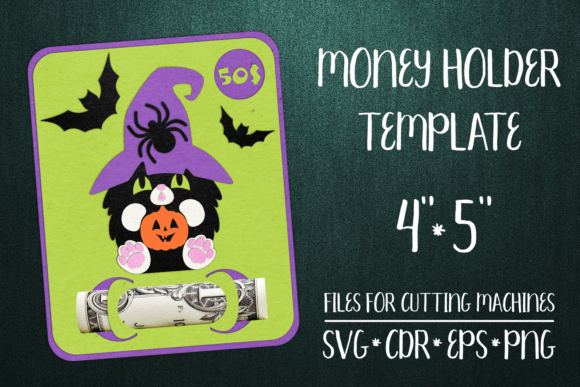 Download Witch’s Cat Halloween Card Money Holder - Halloween Collection