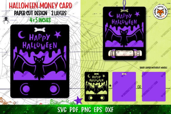 Download Halloween Bat Money Card SVG - Halloween Collection