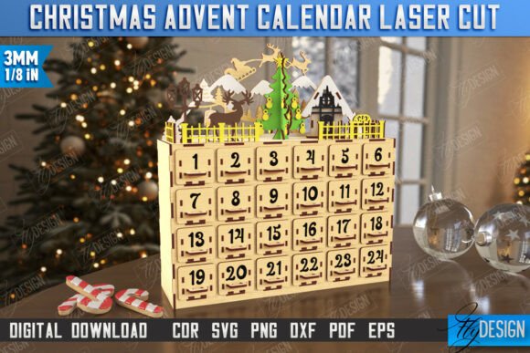 Download Christmas Advent Calendar Laser Cut |CNC - Calendar Collection