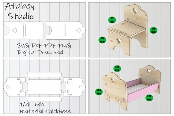 Download Kid Chair Bed Set Plywood Cutting Files - Wood cut Collection