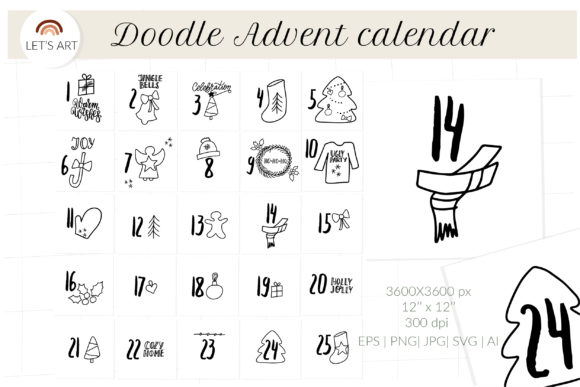 Download Doodle Advent Calendar Svg. Xmas Doodle - Calendar Collection
