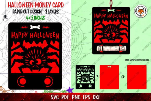 Download Halloween Spider Money Card SVG - Halloween Collection
